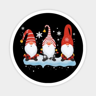 Buffalo Plaid Santa Gnomes Garden Merry Christmas Magnet